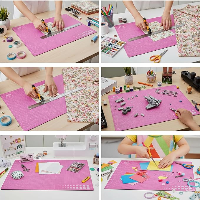 Cutting Mat A3 Pink, Self Healing Cutting Mat 12x18 Inch, 5-Ply Rotary Cutting - Image 7
