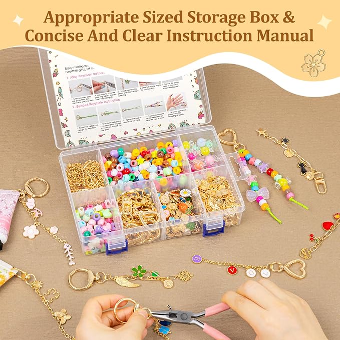 863 Pcs Keychain Making Kit, Alphabet Beads Craft Set - Image 6