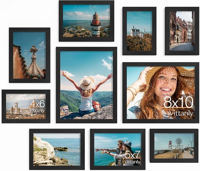 Vittanly 10 Pack Picture Frames Collage Wall Decor, Gallery Wall Frame Set by Vittanly