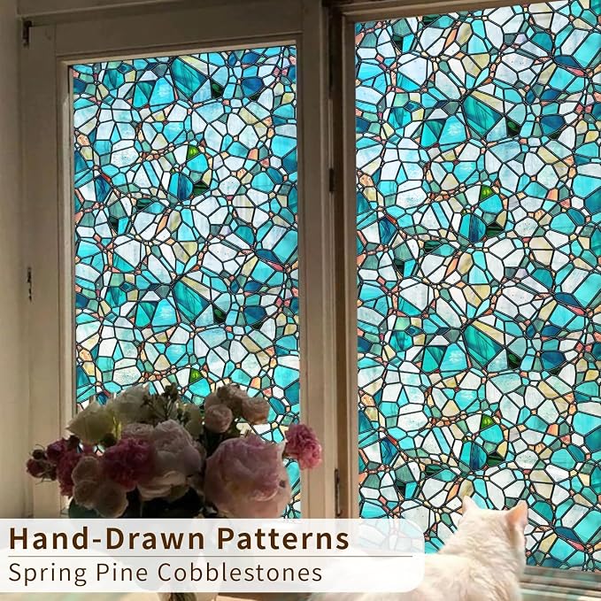 funlife Original Hand-Drawn Privacy Stained Glass Window Film, Single Sided - Image 4