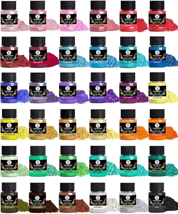 Mica Powder, 36 Colors Pearlescent Pigment Powder by Luckymica