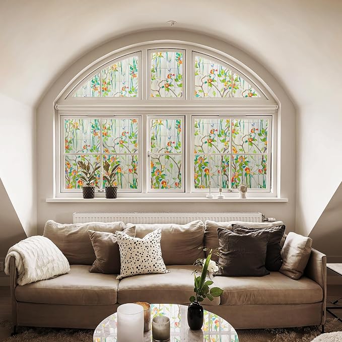 Kromapolis Window Privacy Film Stained Glass Faux 3D Rose Decorative UV Sun - Image 6