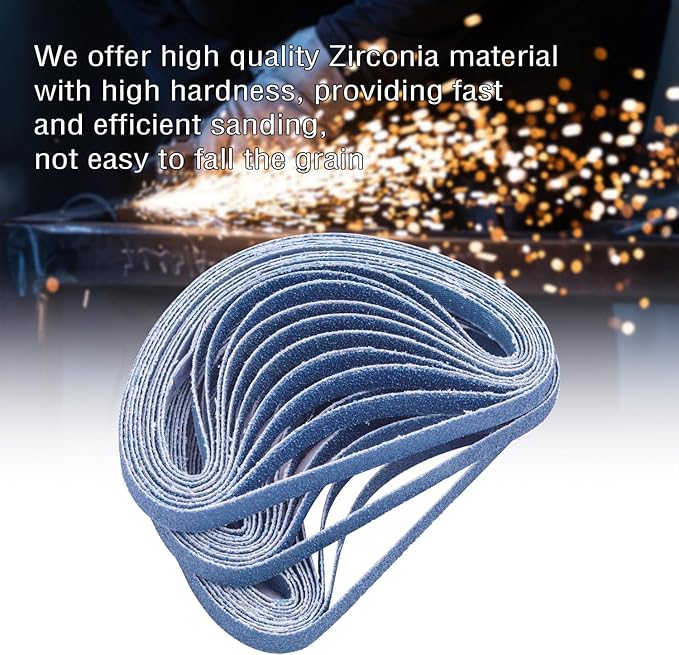 30 Pcs 1/2" x 18" Zirconia Sanding Belts, 80 Grit 1/2x18 Inch Sanding Belts for Air File Belt Sander, Zirconia Belt Sander Belts for Metal Polishing (1/2x18in, 80 Grit)