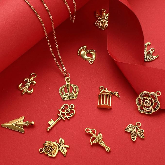 SANNIX 350Pcs Antique Gold Charms Bulk Lots Jewelry Making Charms Assorted - Image 4