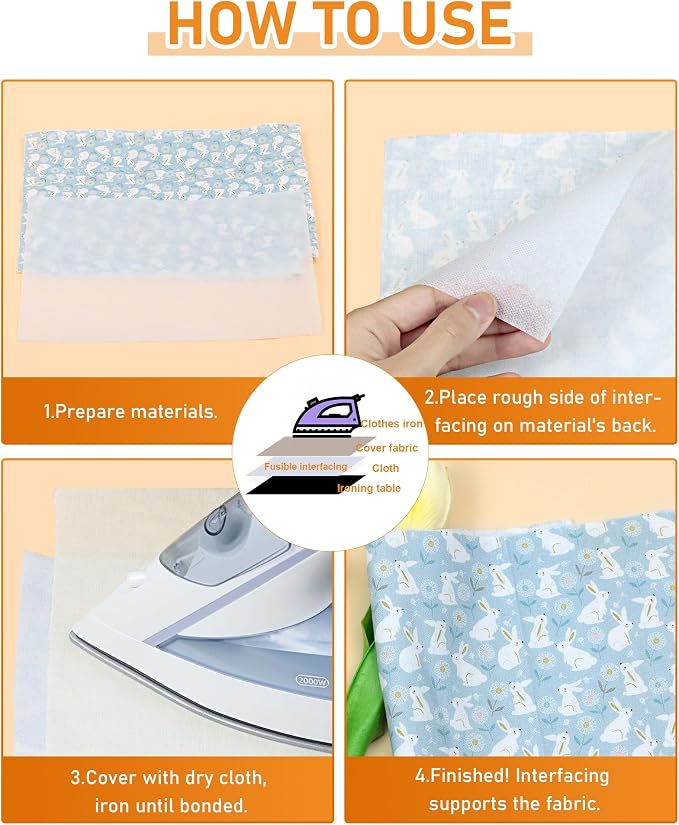 PLANTIONAL Medium Weight White Iron-On Non-Woven Fusible Interfacing: 16.5" x - Image 6