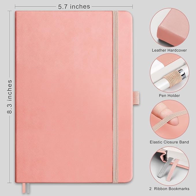 RETTACY Dotted Journal Notebook, 192 Pages, A5 Medium Size | Leather Hardcover - Image 2