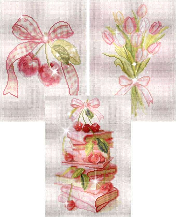 Gemozaic 3 Pack Pink Bow Diamond Art Kits by Gemozaic