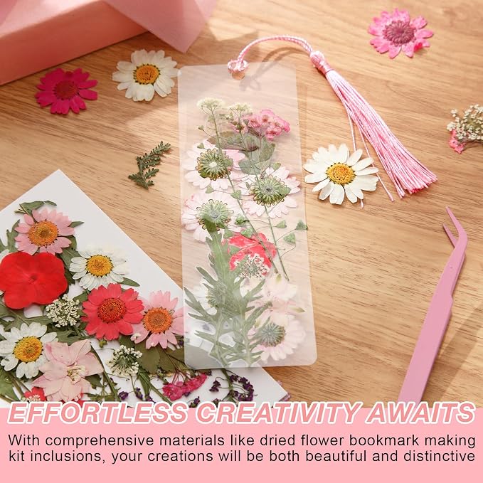 AmazingSpark 222 Pcs Dried Flower Bookmark Making Kit Include DIY Pressed - Image 4
