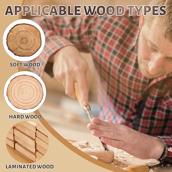 Wood Chisel Sets - 12 Pcs Wood Chisels for Woodworking with Solid Wood Handle, 60CR-V Sharp Blades, Tight Connection, Ideal for Soft and Hard Laminated Wood Projects