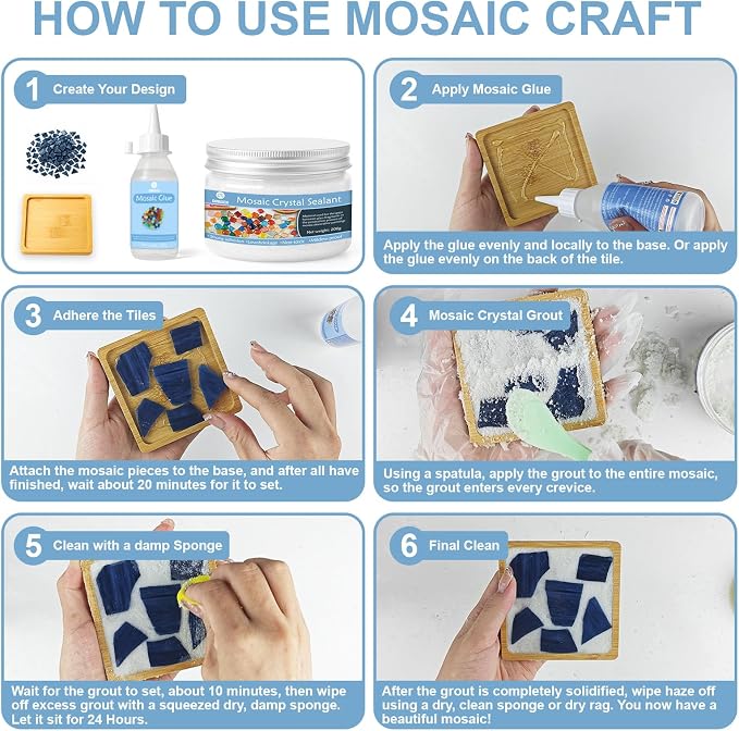 DINGSEN 4Pcs Mosaic Coaster Kit, - Image 3