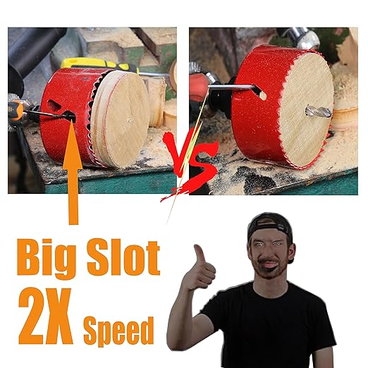 4-1/2 Inch Deep HSS Bi Metal Hole Saw Cutter with Arbor Heavy Duty Hole Saw Bit Cutting Depth 2.1” for Metal Thick Wood PVC Drywall Aluminum Big Slot New Sharp Teeth