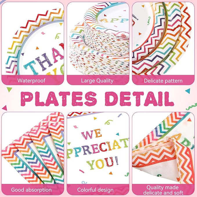 Pickmesh 400 Pcs Thank You Party Plates and Napkin Decoration We Appreciate You - Image 3
