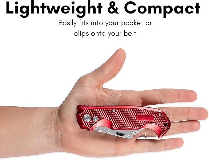 BirdRock Home Premium Folding Utility Knife – Small Compact Pocket – Folding Box Cutter Tool – 3 Extra Razor Blades – Cut Cardboard Boxes – Locking Safety Knife Set – Heavy Duty