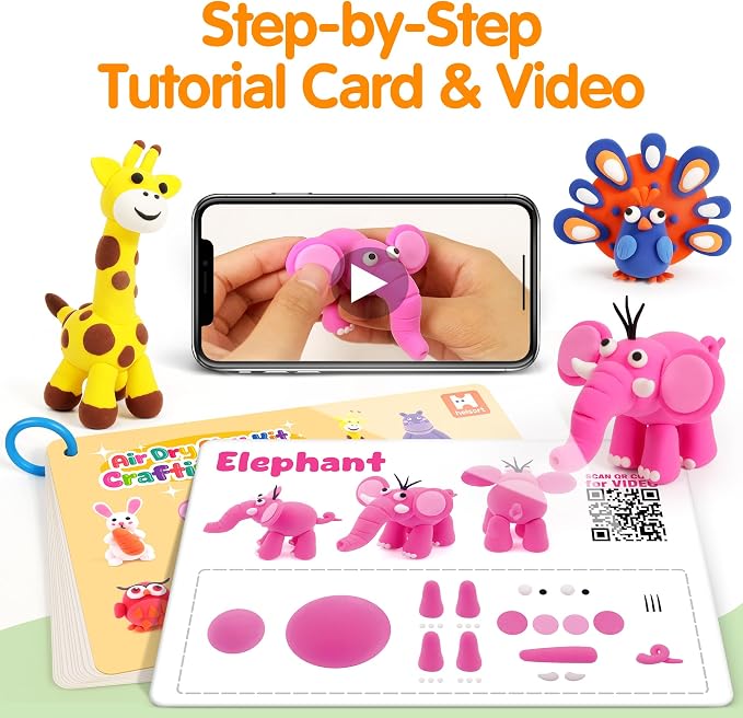 Air Dry Clay Kit for Kids, 12 Animals Modeling Clay for Kids, Molding Clay - Image 3
