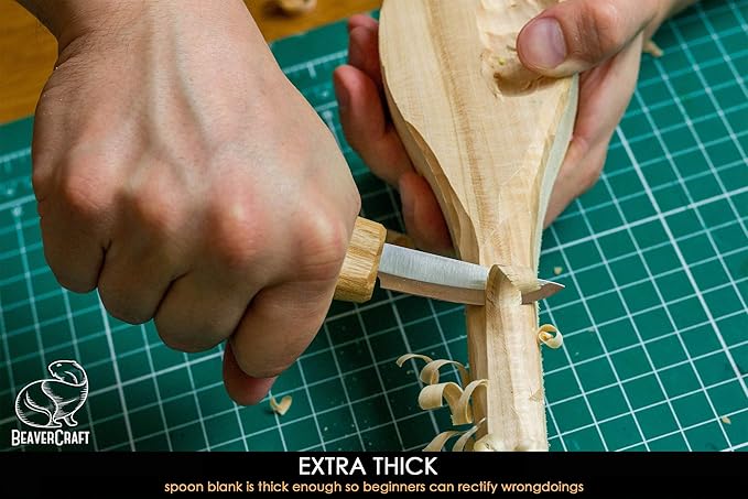 BeaverCraft Spoon Carving Blank BB1 Unfinished Wood for Whittling Tools, Spoon Carving Kit - Wood Carving Blocks Basswood for Crafts