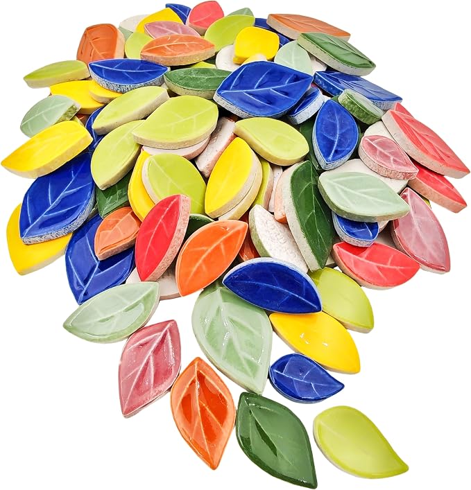 500g/1.1lb Leaf-Shaped Ceramic Mosaic Tiles, Ceramic Mosaic Pieces - Image 5