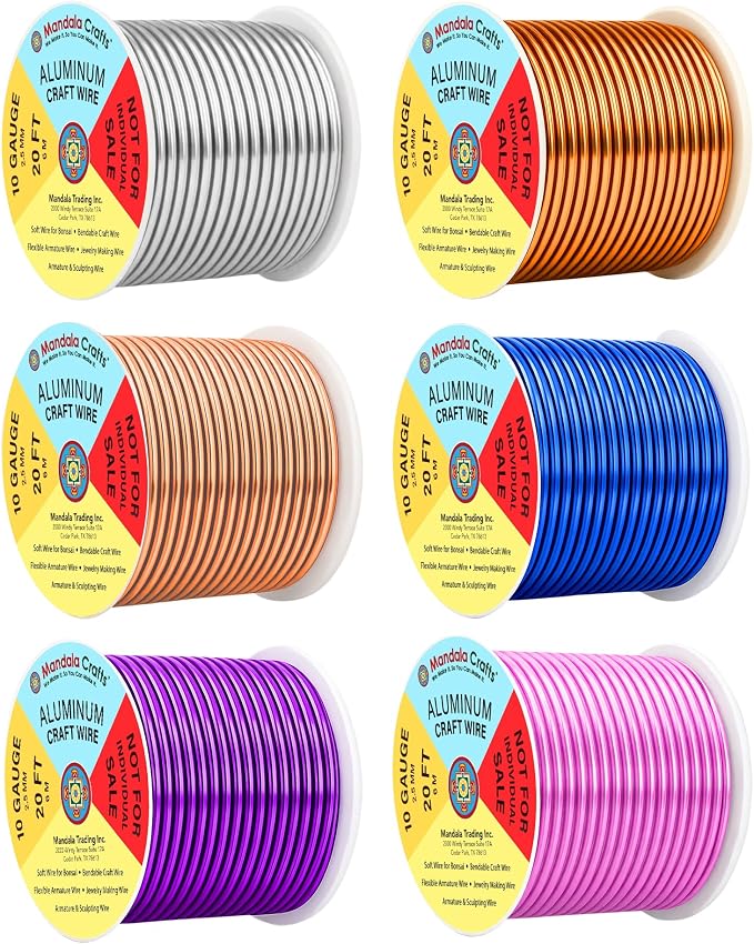 Mandala Crafts 10 GA Gold Blue Purple Assorted Anodized Aluminum Craft Wire | by MandalaCrafts