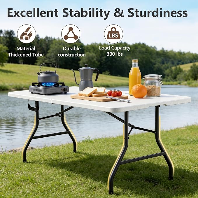 Folding Table 2 Pack, 6 FT Foldable Plastic Table - Image 5