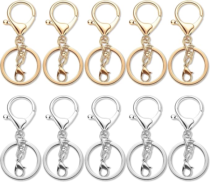 Gkeygo 10 Pack a Set Metal Lobster Claw Clasps and Key Rings, Key Chain - Image 9