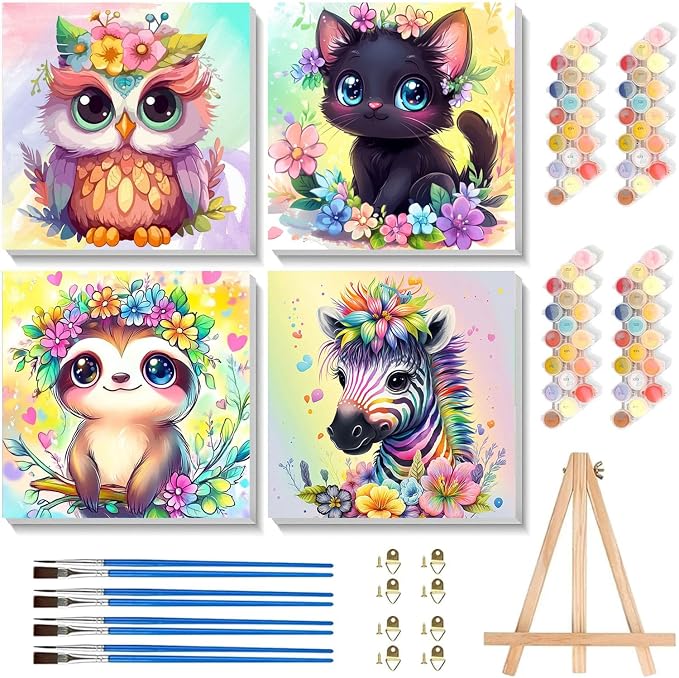4 Pack Paint by Numbers Kit for Kids by cviokrdu