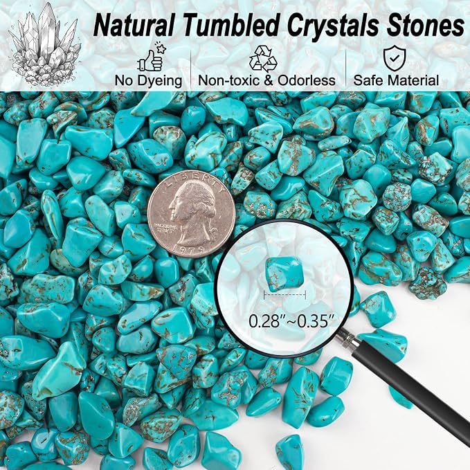 Tumbled Chips Stones Green Turquoise Crushed Crystal Quartz 3 Lb, Polished - Image 2