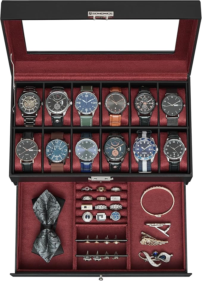 SONGMICS Watch Box, 12-Slot Watch Case Organizer by Unknown