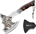 TIVOLI Camping Axe, Eagle - Patterned Survival Hatchet with Nylon Sheath, High Carbon Steel Blade Compact Outdoor Bushcraft Axe with Ergonomic Wood Grip, Camping Gear for Hiking, Chopping, Hunting