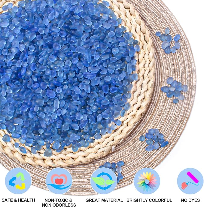 Keedolla 0.5 Lb Light Blue Aquarium Rocks Betta Fish Tank Gravel, 6-9mm Frosted - Image 2