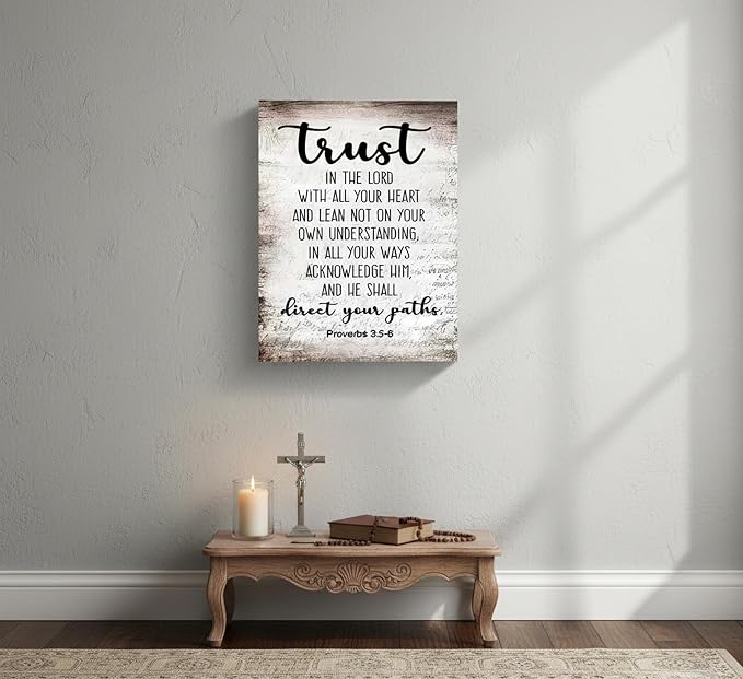 YOXORDQ Proverbs 3:5-6 Bible Verse Wall Art-Canvas Wrapping 12x16in | Trust in - Image 4