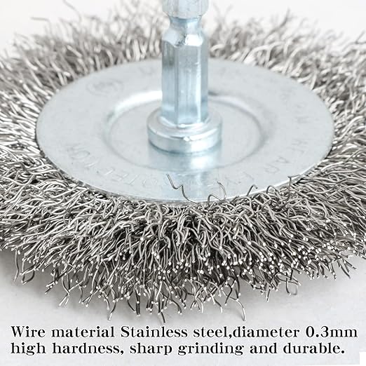 10pcs 3 Inch Stainless Steel Wire Wheel Brushes Kit for Drill with 1/4-Inch Hex Shank,Wire Wheels for Power-Operated Grinders (10)