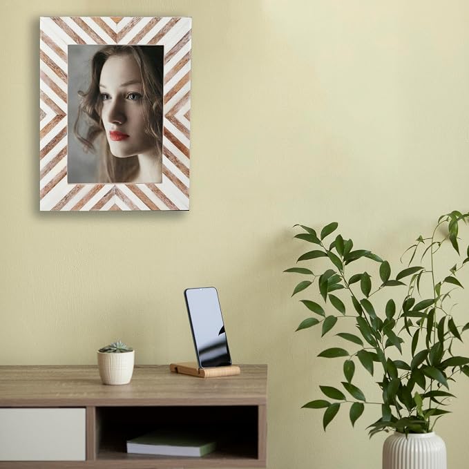 Picture Photo Frame Chevron Herringbone Art Inspired Vintage Table-Top/Wall - Image 3