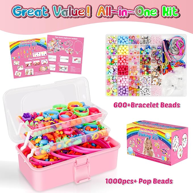 FUNZBO 1600 Pcs Pop Beads with Bracelet Making Kit, Jewelry Making Kit - Image 2