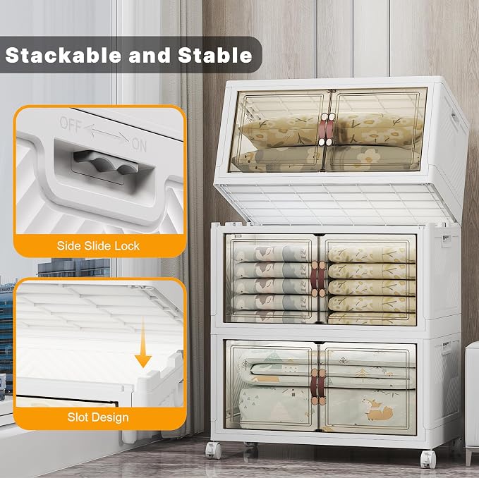 UAMFURI Stackable Storage Bins, 1050QT Collapsible Drawers - Image 6