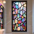 Stained Glass Window Privacy Film: Non-Adhesive Sun and Landscape Mosaic Design by AOHMPT