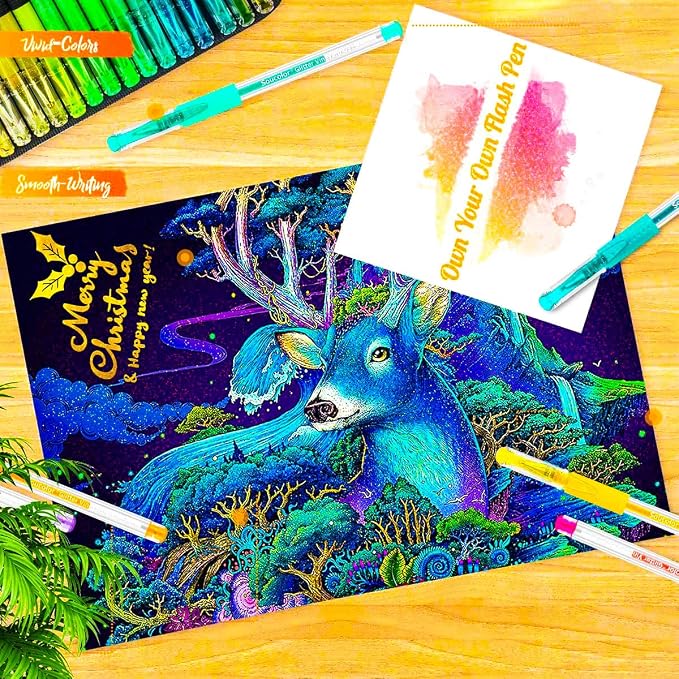 Soucolor 120 Pack Gel Pen 60 Glitter & 60 Refillss - Image 4