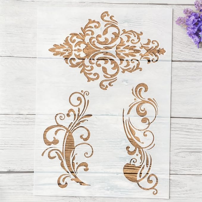 TIAMECH A4 Reusable Damask Frame Lines Stencil - Image 7