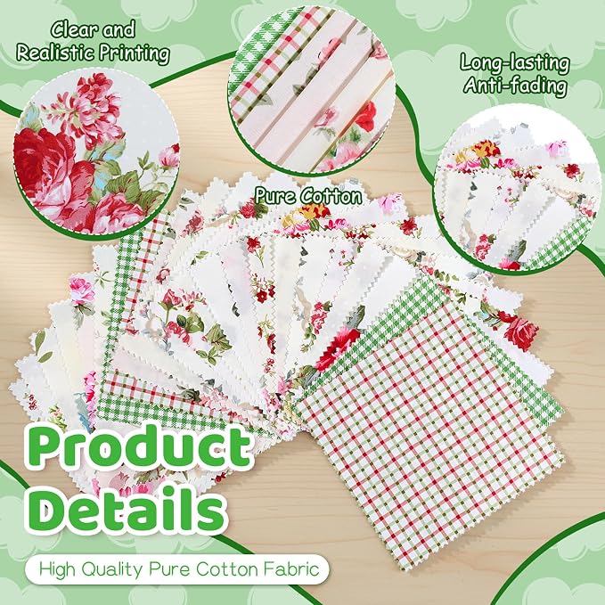 84 Pcs Charm Packs for Quilting 5 inch, Pre-Cut Vintage Floral Print Cotton - Image 3