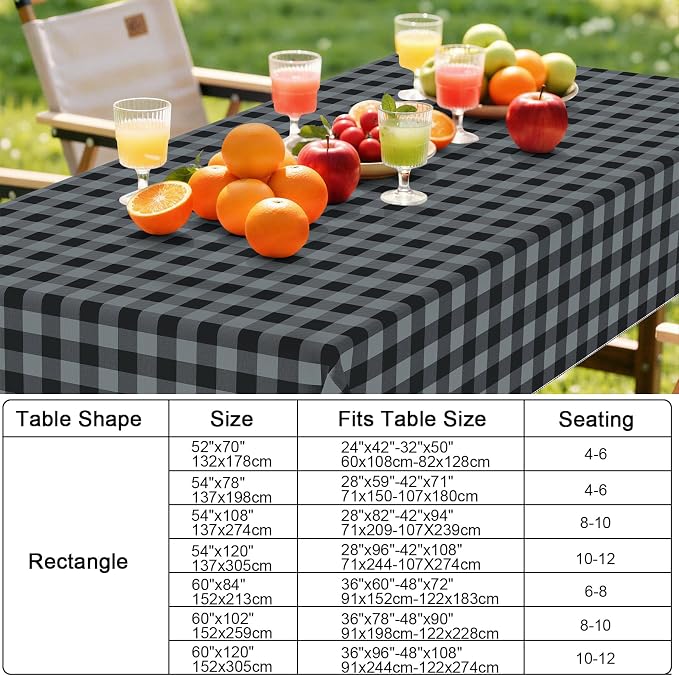 Smiry Rectangle Table Cloth, Waterproof Vinyl Tablecloths - Image 7