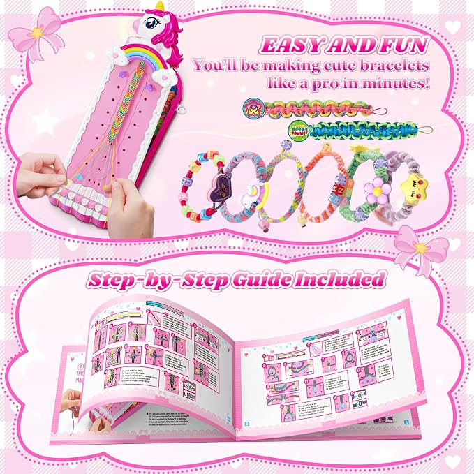 Unicorn Toys for Girls Age 4-6 6-8 8-12, 2-in-1 Friendship Bracelet Making Kit - Image 5