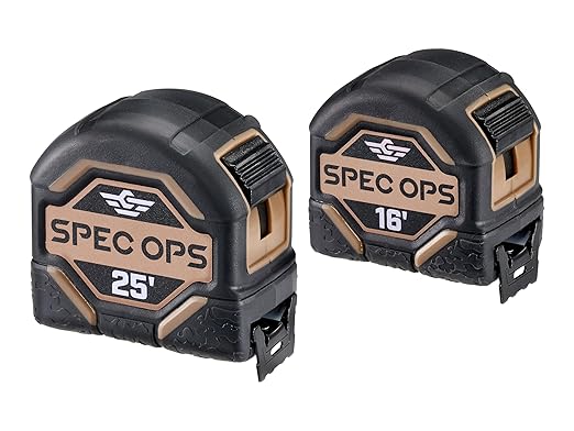 Spec Ops Tools 16-Foot & 25-Foot Tape Measure Tool Set, 1 1/4" Double-Sided Blade, Military-Grade Composite Case, 3% Donated to Veterans