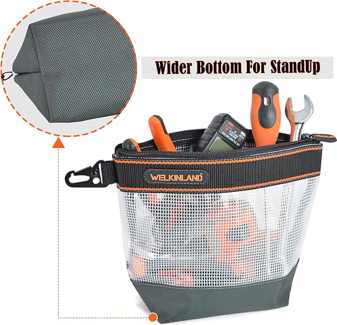WELKINLAND 10-Inch Clear Tool Pouch Organizer - 4 Pcs Zipper Tool Bags