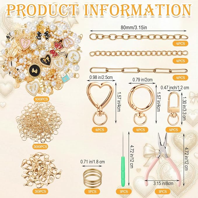 VioraWhite 457 Pcs Charms Lip Gloss Keychain Making Kit, DIY Craft - Image 2