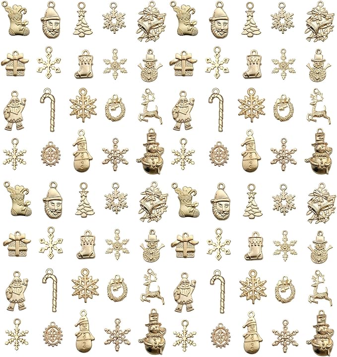 WOCRAFT 60pcs KC Gold Christmas Bracelet Charms by WOCRAFT