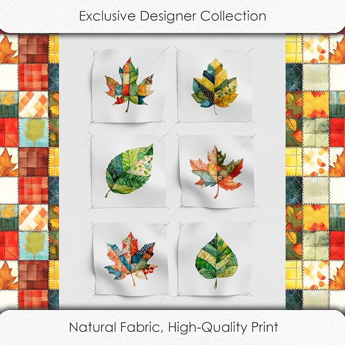 Autumn Leaf Patchwork Cotton Fabric Panel – 6 Designs + Bonus Sheet 29.5×19.6 - Image 5