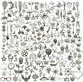 Youdiyla 200 Mixed Charms Collection, Antique Silver Tone, Charms Metal Pendant by Youdiyla