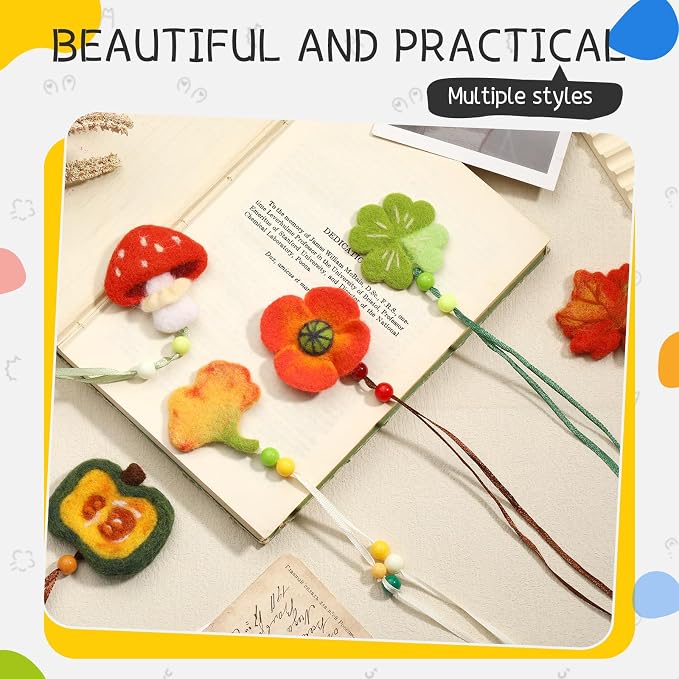 OEHPICC Needle Felting Kit, 7 Style Flower & Plant Bookmark Wool Felting Kit - Image 6