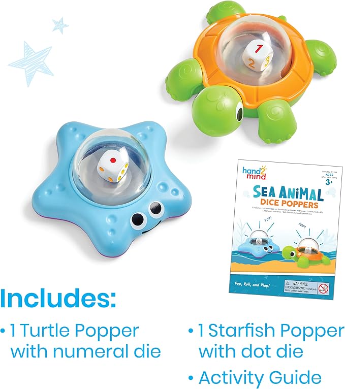 hand2mind Sea Animals Dice Poppers, Math Dice Popper, Dice Games - Image 2