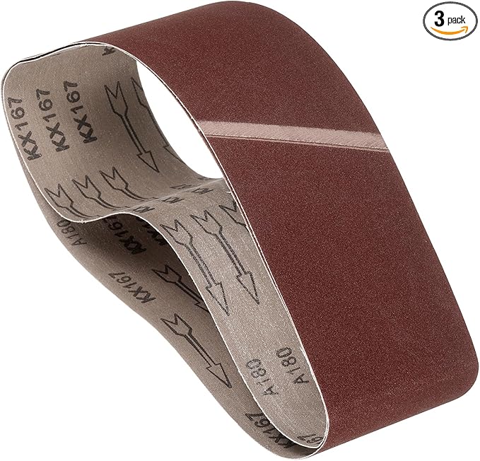 3 Pcs Sanding Belts 6 x 48 Inch 180 Grit Aluminum Oxide Abrasive Sandpaper for Belt Sander Metal Grinding Wood Working Weld Rust Removal