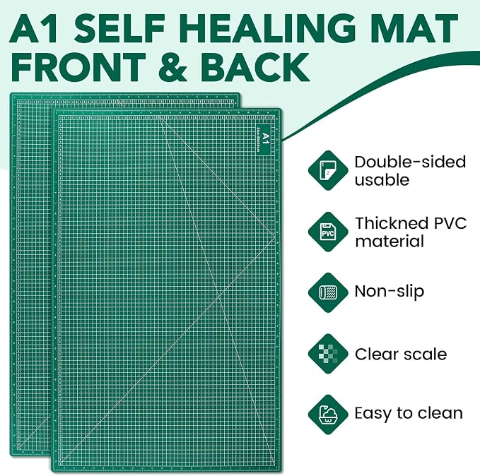 Large Cutting Mat 24"x36", 1 Pack Double-Sided 5-Ply Self Healing Sewing - Image 4