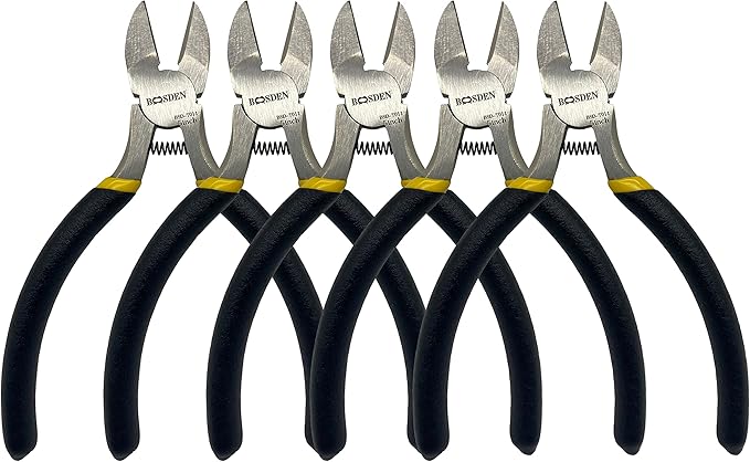 BOOSDEN 5" Diagonal Cutters,5 Pack Wire Cutters,DIY Cutting Pliers,Spring Loaded Side Cutters, Wire Snips for Jewelry Making and Wire Cutting